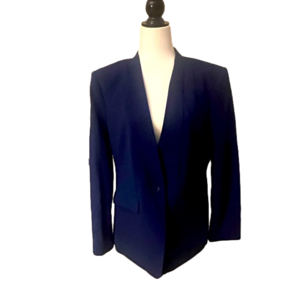 NWOT BCBMaxAzria Royal Blue Single Breasted Blazer with Fold-over Front Pockets